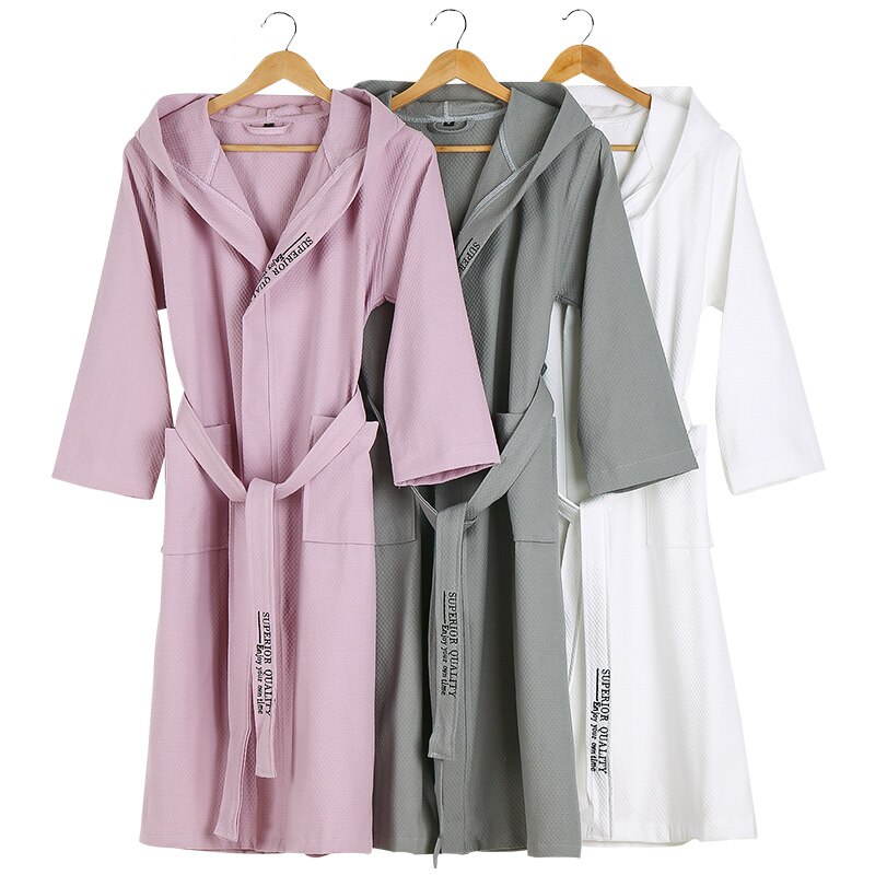 Sleepwear Women Bathrobe Men Hooded 100% Cotton Men&#39;s Robe Summer Thin Couples BrideMen Bath Robe Male Women&#39;s Dressing Gown