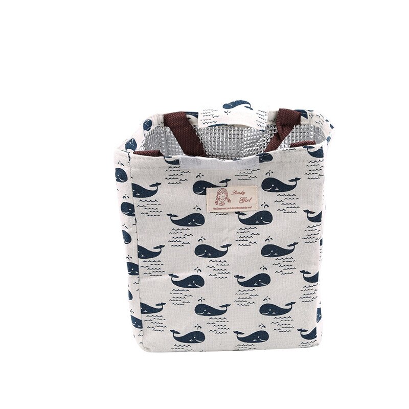 Female Lunch Food Box Bag Insulated Thermal Food Picnic Lunch Bags For Women Kids Men Cooler Tote Bag Case: Whale