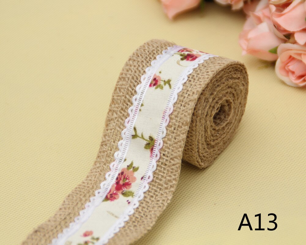 1 Pc DIY Natural Jute Burlap Lace Ribbon Rustic Vintage Wedding Decor Hessian Jute Roll Merry Christmas Party Supplies DIY: 13