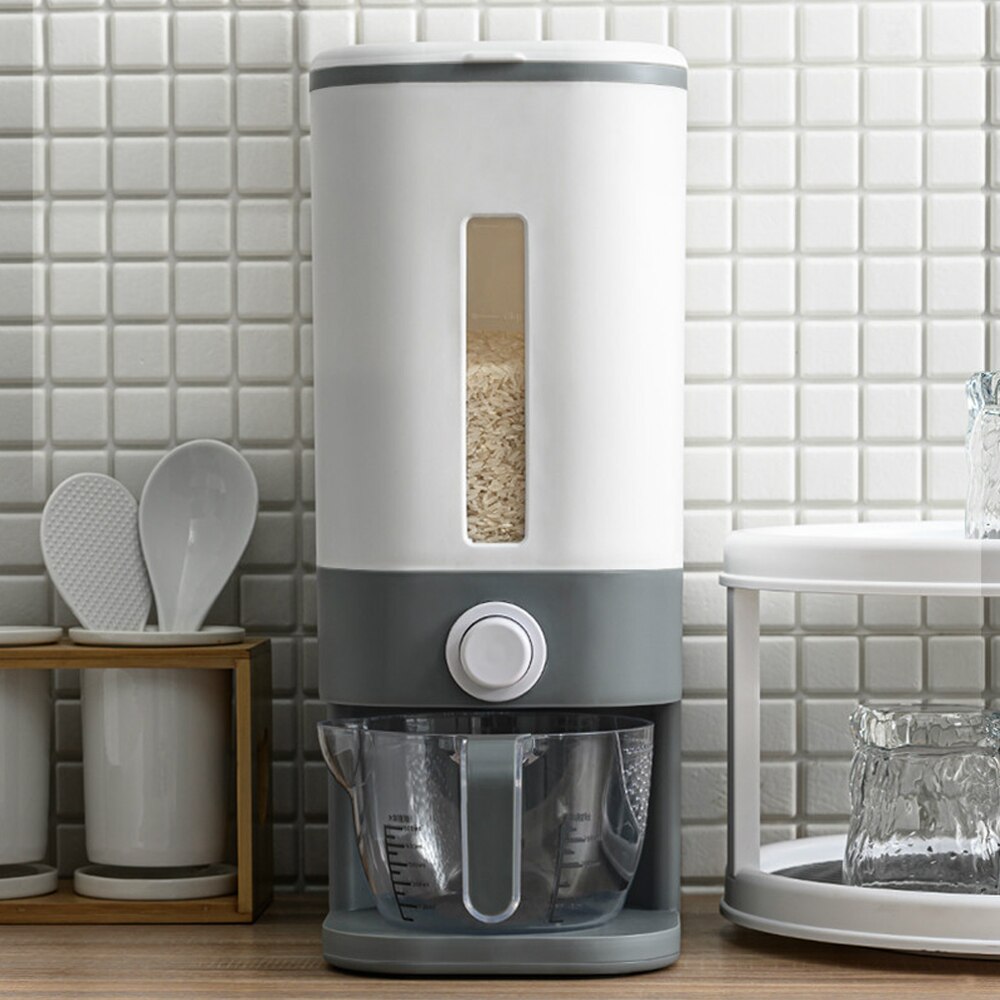 Automatic Cereal Dispenser Wall Grain Dispenser Cereal Dispenser Container Measuring Cup Food Tank Rices Container Organizer