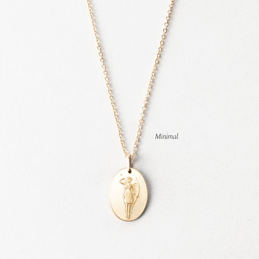 Chengxun artemis necklace for women girls collect locket pendant collarbone chain hand-embossed charm feminine necklace: Default Title