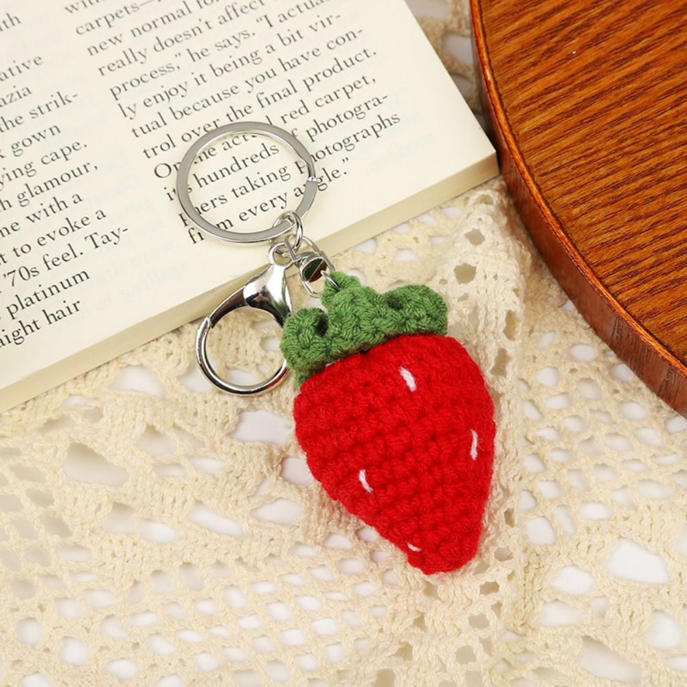 Neue gestrickte Frucht Schlüssel bund Simulation Erdbeer Kirsche Birne Pfirsich Schlüssel ring Frauen Mädchen Auto tasche Schlüssel Anhänger Schmuck Schlüssel halter: Grau