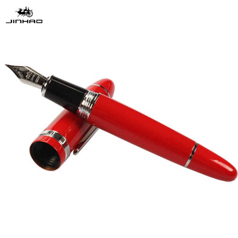 JINHAO 159 18KGP 0.7mm MEDIUM BROAD NIB FOUNTAIN PEN free with a black pen pouch 8 COLORS FOR CHOOSE metal ink pen