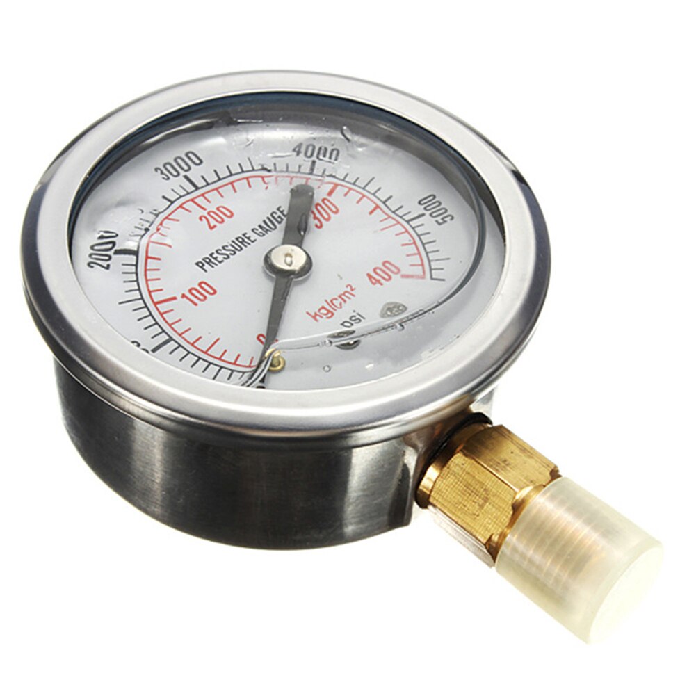 Hydraulische Vloeistof Gevulde Manometer Met Messing Binnenwerk 1/4 "Npt Bottom Mount Enkele Schaal 0-5000 Psi gauge