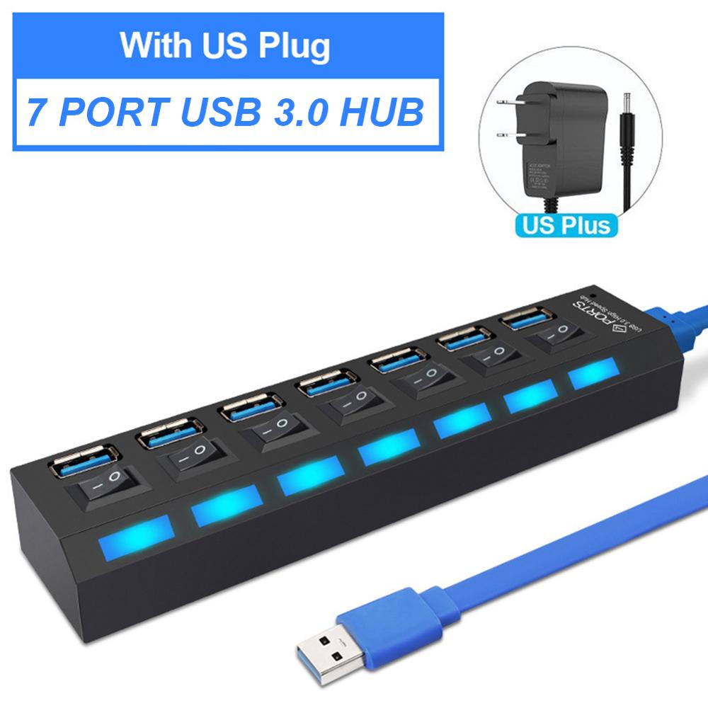 NEUE USB 3,0 Hub 2,0 Hub Multi USB Splitter 4/7 Hafen Expander Mehrere USB 3 Hab Verwenden Energie Adapter USB 3,0 Hub mit Schalter: 5