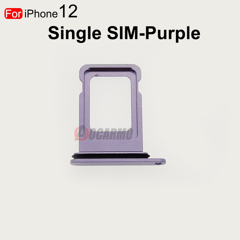 Duplo &amp; único cartão sim para iphone 12 titular bandeja de cartão sim slot titular adaptador soquete peças reposição: Single----Purple