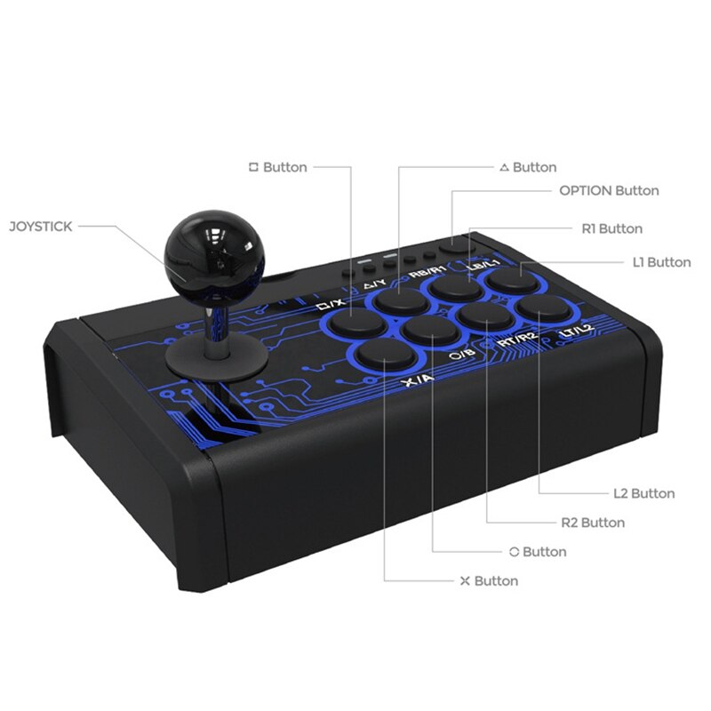 7 In 1 Usb Wired Arcade Fighting Stick Joystick Met Metalen Basis Voor PS4/P3/Pc/Android serie/Een (S)/360 Controller