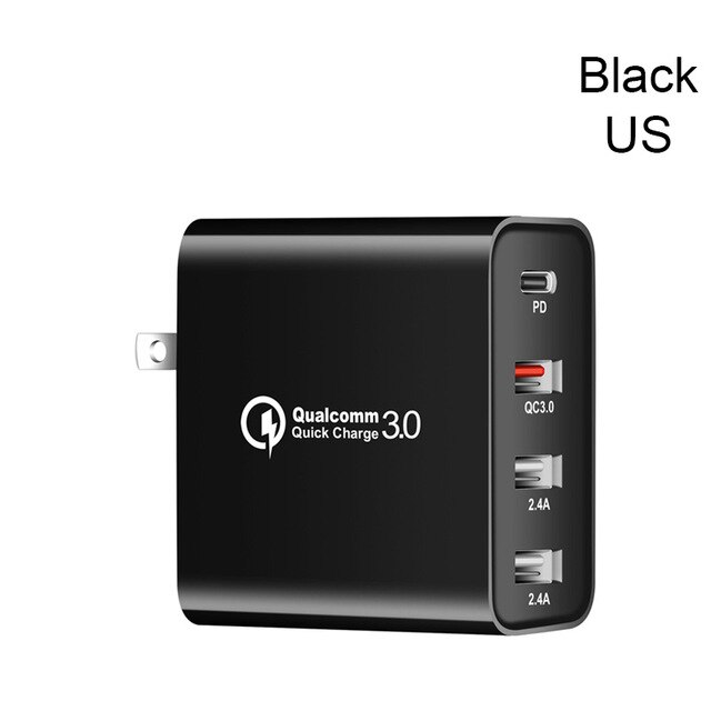 48W Schnell Ladegerät Typ C USB PD Ladegerät für Samsung iPhone XS Max Huawei iPad Pro QC 3,0 Schnelle wand Ladegerät US EU Stecker Adapter: Black US