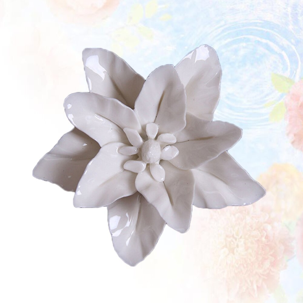 Ceramic Art Flower Wall Hanging Wall-mounted Decor Craft Artificial Stereoscopic Luoyang Peony Hanging Decor for Living Room Hom: White 3