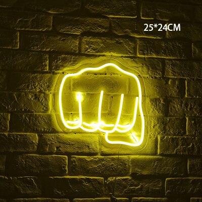Señal de neón Led creativa, luces nocturnas alimentadas por USB de 5V, para dormitorio, tienda, Pub, Bar, restaurante, , decoración de pared, lámpara comercial de estética: Fist