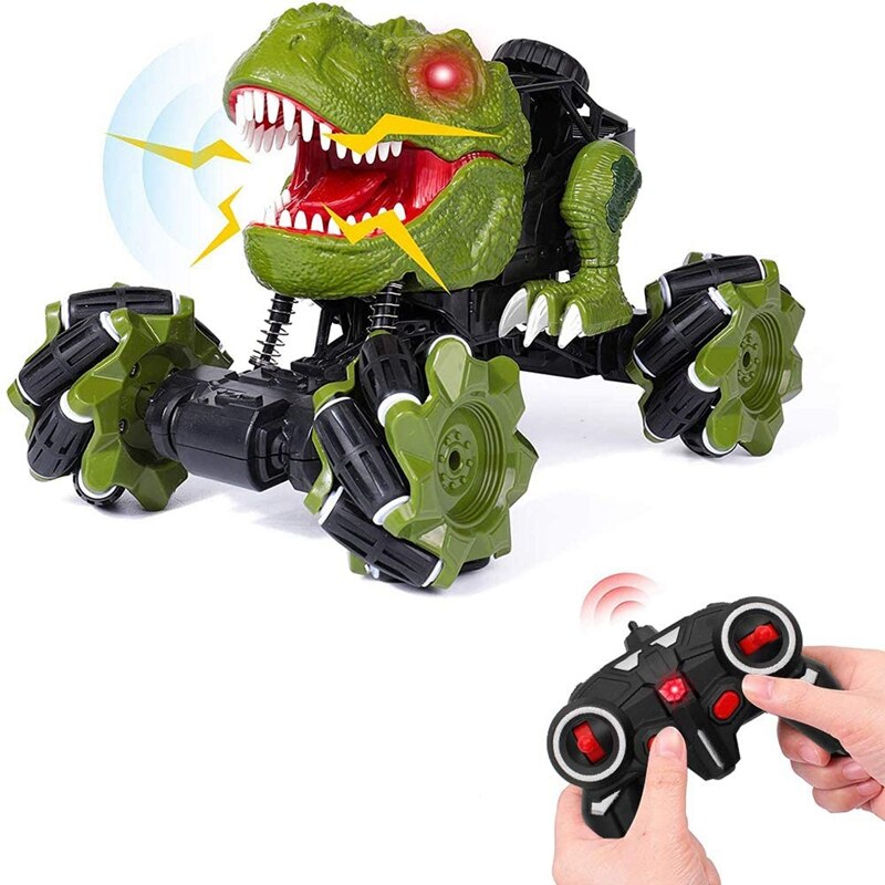 Giocattoli di dinosauro per auto telecomandati giocattoli per auto di dinosauro auto di dinosauro telecomandata con musica e luci gira auto acrobatica