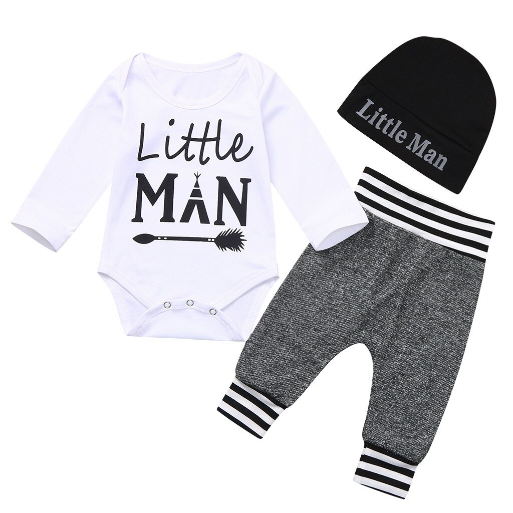 Newborn Baby Clothes Set Infant Baby Boy Girl Clothes Letter Romper+Pants+Hat 3PCS Outfits Set Clothing комплекты одежды: 6-9 Months
