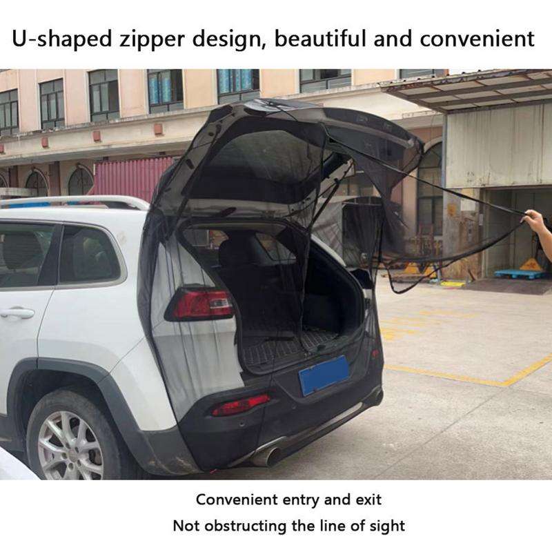 SUV Trunk Mesh Net com Zíper Bidirecional, Anti-UV, Telas Magnéticas Respiráveis, Rede de Porta Traseira, Proteção Solar