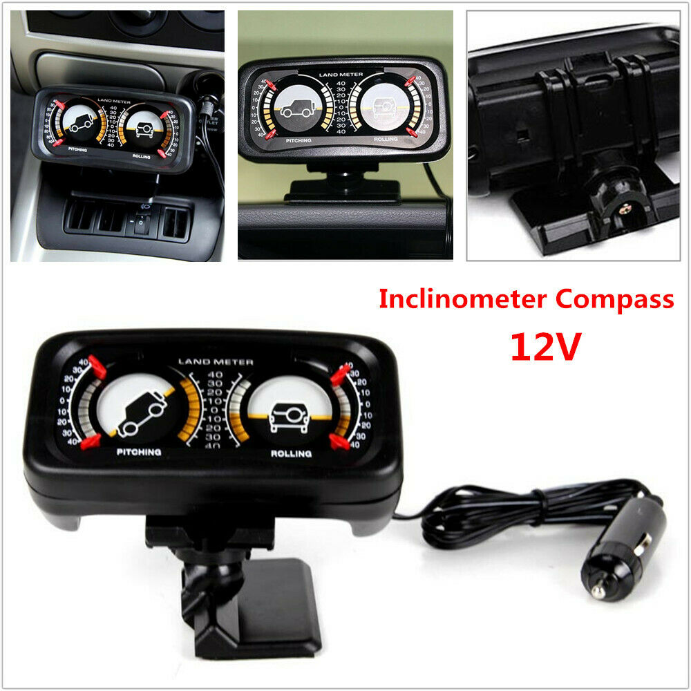 12V Car Angle Tilt Two-barreled Backlight Inclinometer For Compass Balance Level Slope Meter Gauge Car off-road Inclinometer