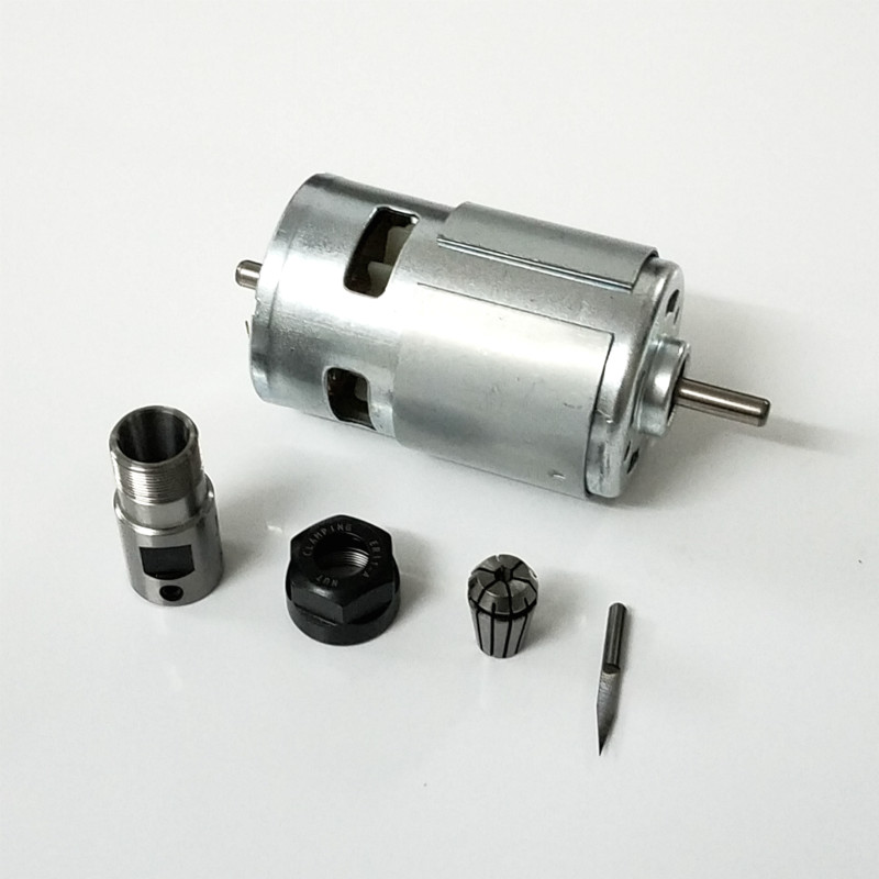 775 DC Motor 12-36V Ball Bearing Spindle Motor with ER11 Extension Rod Carving Knife for CNC Router Machine 1610/ 2417/ 3018