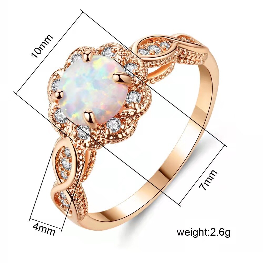 Prachtige Mode Vrouwen Hars Opal Rose Gold Hollow Rhinestone Ring Sieraden Engagement Wedding Anniversary Voor Vriendin