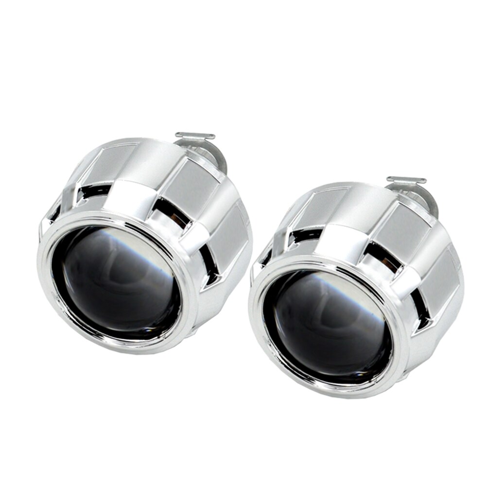 2Stck 2,5 Zoll Bi Xenon versteckt Projektor Objektiv Silber Leichentuch Dämon Augen passen H1 Xenon LED Birne nachrüsten H4 h7 Motorrad Auto Scheinwerfer: ohne DEMOM Augen