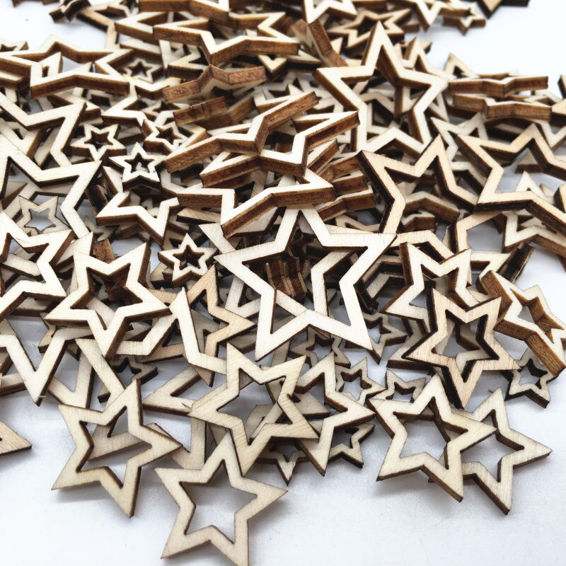 100pcs star wood craft diy Arts Scrapbooking Ornament Crafts DIY Handicraft home Decoration Wedding Christmas Decor