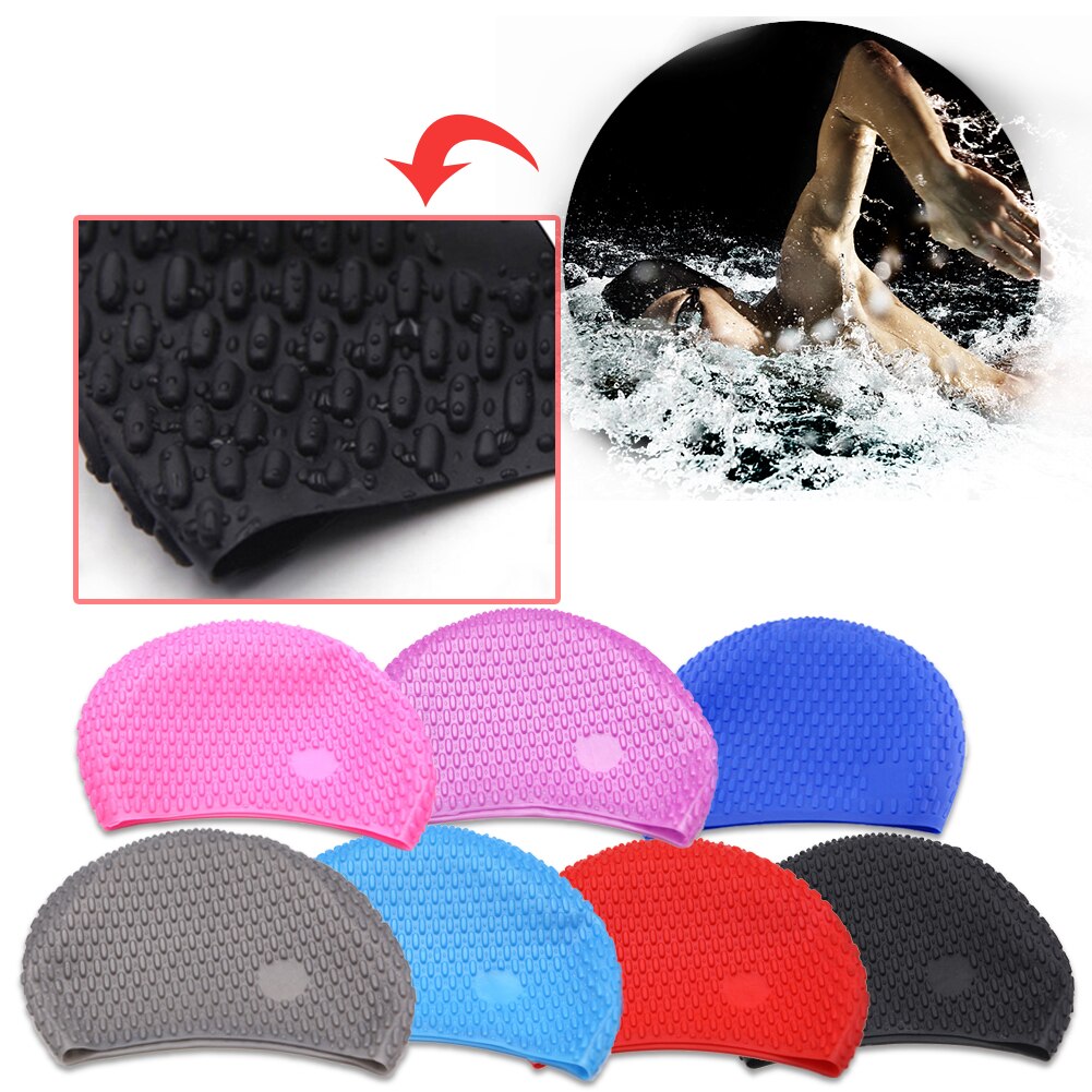 Silica gel Solid color Swimming cap adult Water droplets waterproof