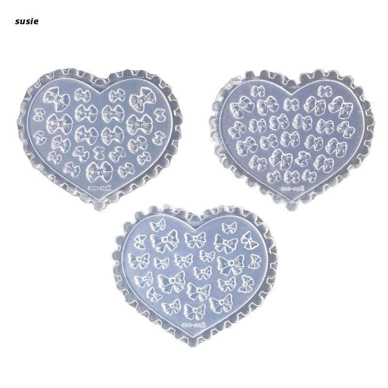 X7YA 3D Bow Tie Decorative Mold Nail Art Making Tool Silicone Carving Template Mould: SET