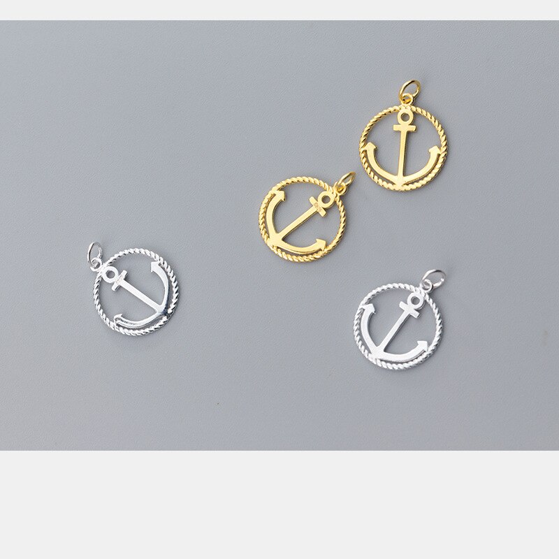 Uqbing 100% 925 Sterling Zilver Populaire 13 Mm Ronde Anker Hanger Dangle Charm Fit Vrouwen Armband Kettingen Diy Sieraden