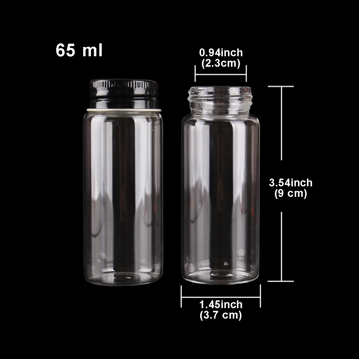 20ml 50ml 65ml 90ml Glass Bottles with Black Alumi... – Vicedeal