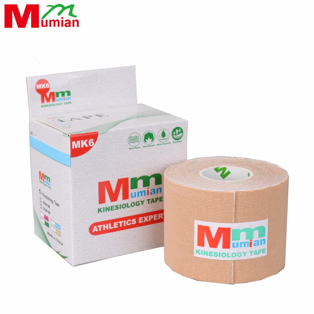 Mumian 5 cm * 5 m Kinesiologie Tape Katoen Elastische Lijm Spier Tape Sport Tape Roll Zorg Taille Bandage Ondersteuning met Case