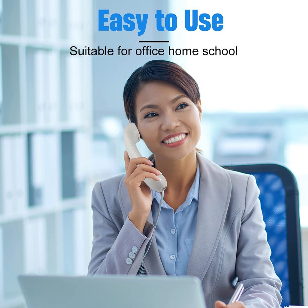 Portable Corded Telephone Phone Pause/ Redial/ Flash Wall Mountable Base Handset for House Home Call Center Office Company Hotel