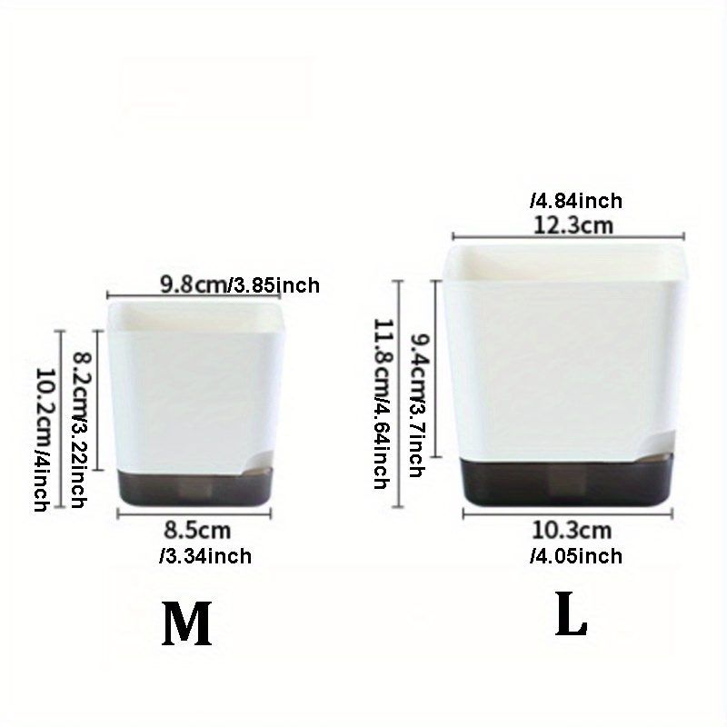 5 stk. plantepotter, selvvannende blomsterpotter innendørs utendørs, selvvannende plantekasser med dreneringshull og gjennomsiktig tallerkenbeholder