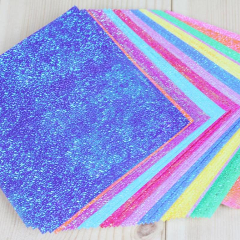 50 Stks/set Vierkante Origami Papier Glitter Origami Shining Kleur Effen Folding Craft Voor Kinderen Scrapbooking Papers T8C8