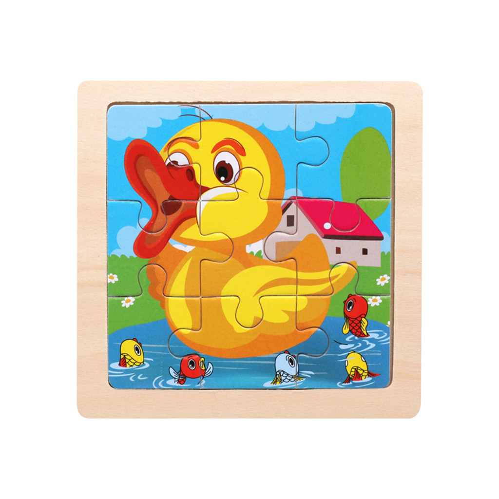 Wooden Puzzles For Kids Educational Houten Puzzels Kinderen 11cm*11cm Wood Puzzle Developmental Baby Kids Training Toy L102: G