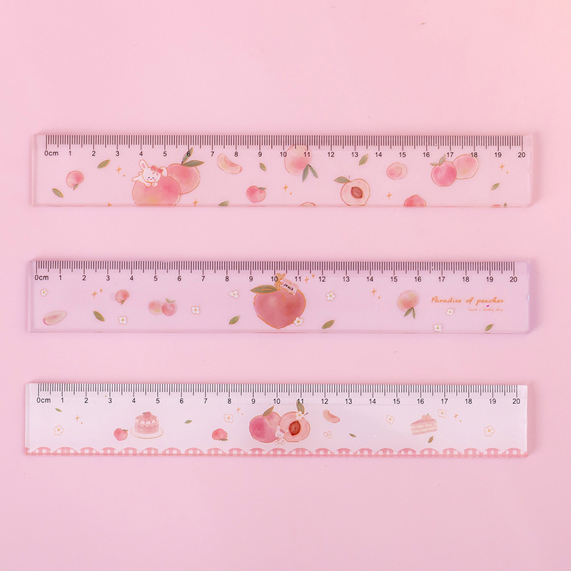 Colorful Wavy Ruler 1 Piece Cute Kawaii Peach Straight Ruler Wavy Line... – Vicedeal