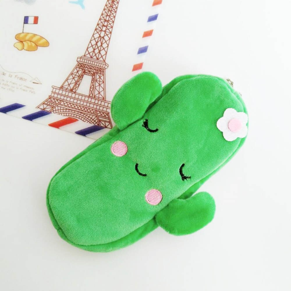 Cute Fruit Watermelon Cactus Plush Pencil Case Cosmetic Bag Pen Box for Girls Stationery Pouch School Office Supplies