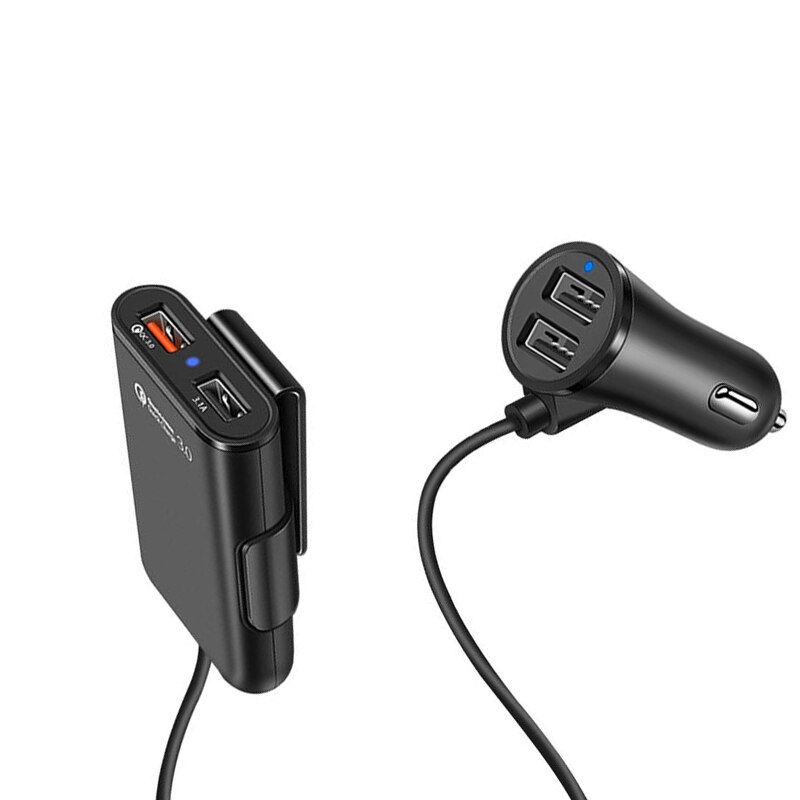 4 Multi Ports Auto Ladegerät Adapter Schnelle USB Auto Ladegerät Für IPhone 12 Samsung Smartphone schnell Auto Ladegerät Vorne und hinten charg