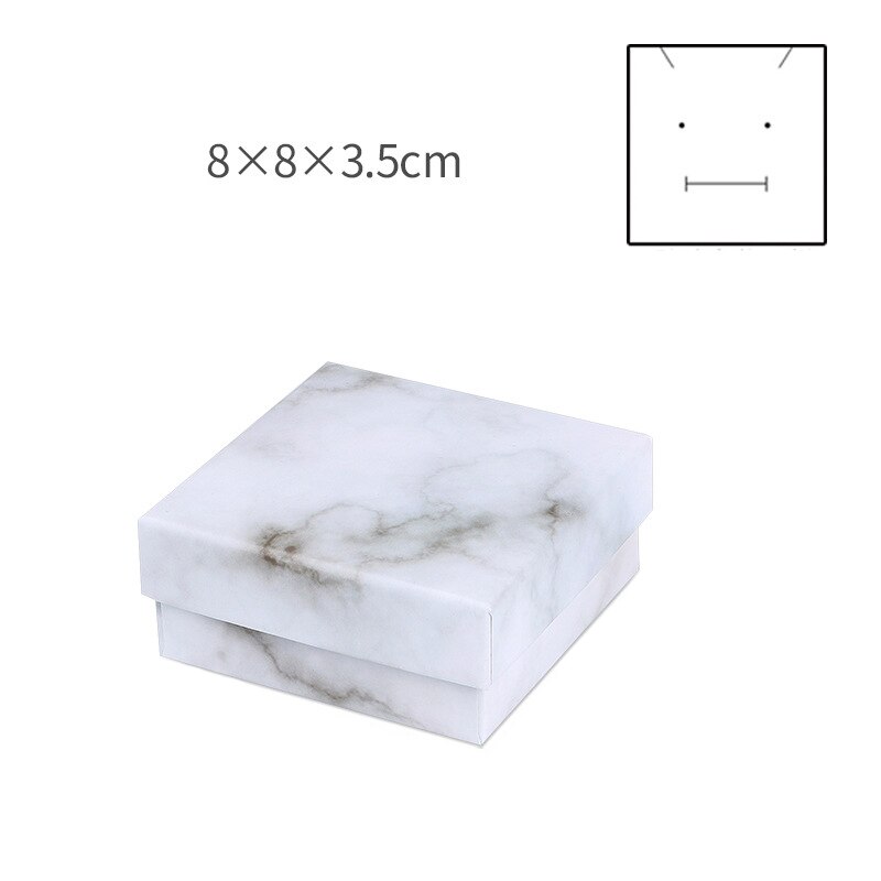 Pap smykkeskrin opbevaring display bæreræske til halskæder armbånd øreringe firkantet rektangel marmor hvid håndlavet: 8 x 8 x 3.5cm
