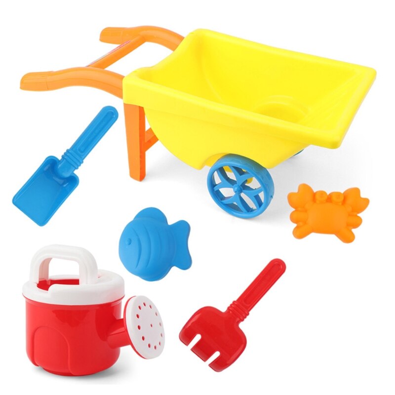 7 Pcs Outdoor Kruiwagen Strand Speelgoed Voor Kinderen Zomer Zand Speelgoed Voor Building Zand Castles Mallen