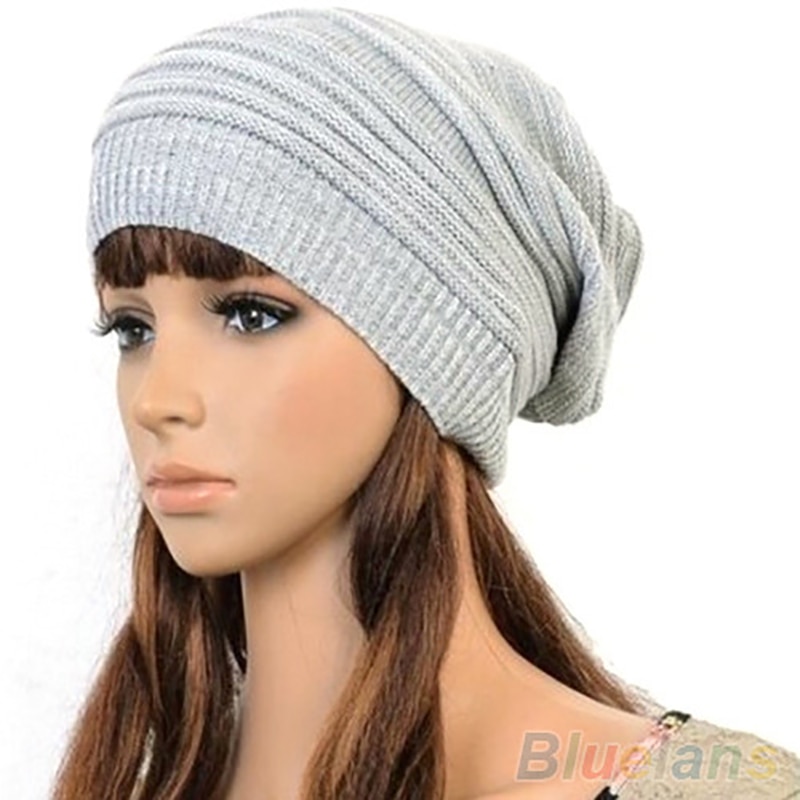 Unisex Womens Mens Knit Baggy Beanie Hat Winter Warm Oversized Ski Cap 1P8L