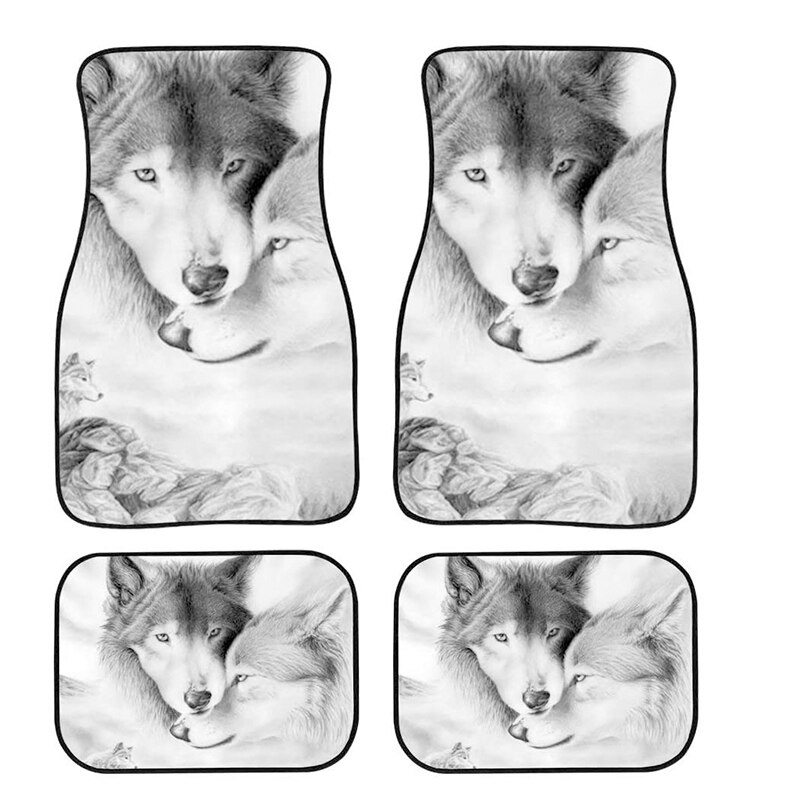 Aimaao Wolf-alfombrillas automotrices para mujer, coche, camión, SUV, ajuste Universal, para asientos delanteros y traseros, para VW y Toyota: wolf4