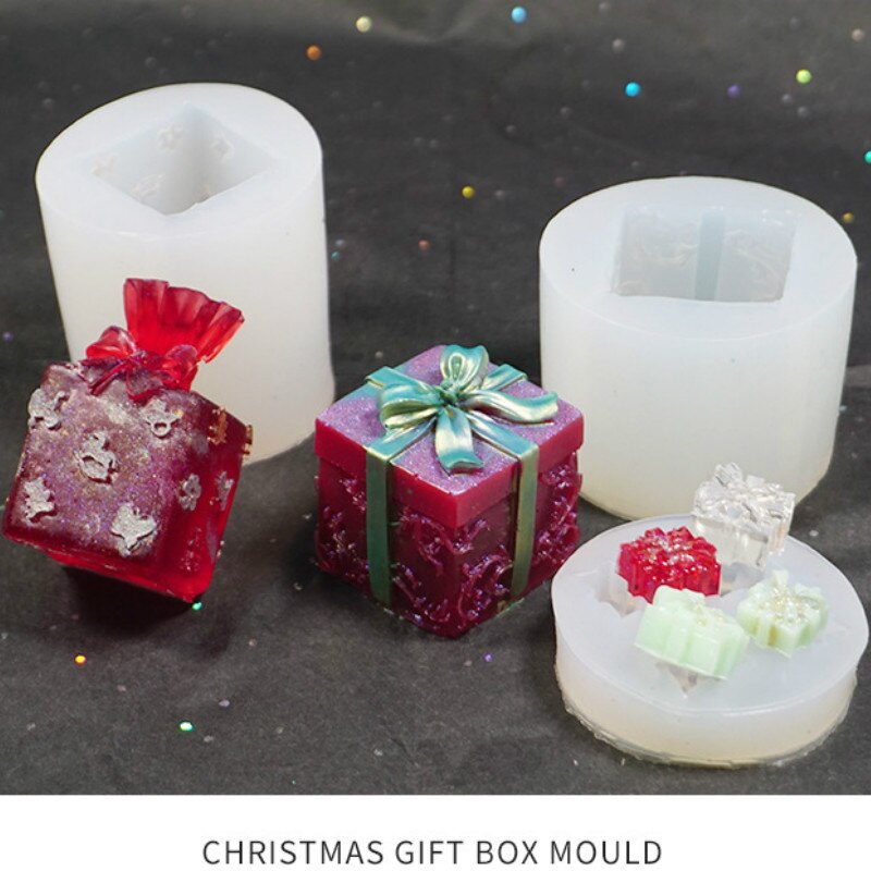 Caja de de molde de Navidad, molde de silicona Flexible, molde de decoración para el hogar pequeño, moldes para joyería de resina de Moldes de resina epoxi esmerilado