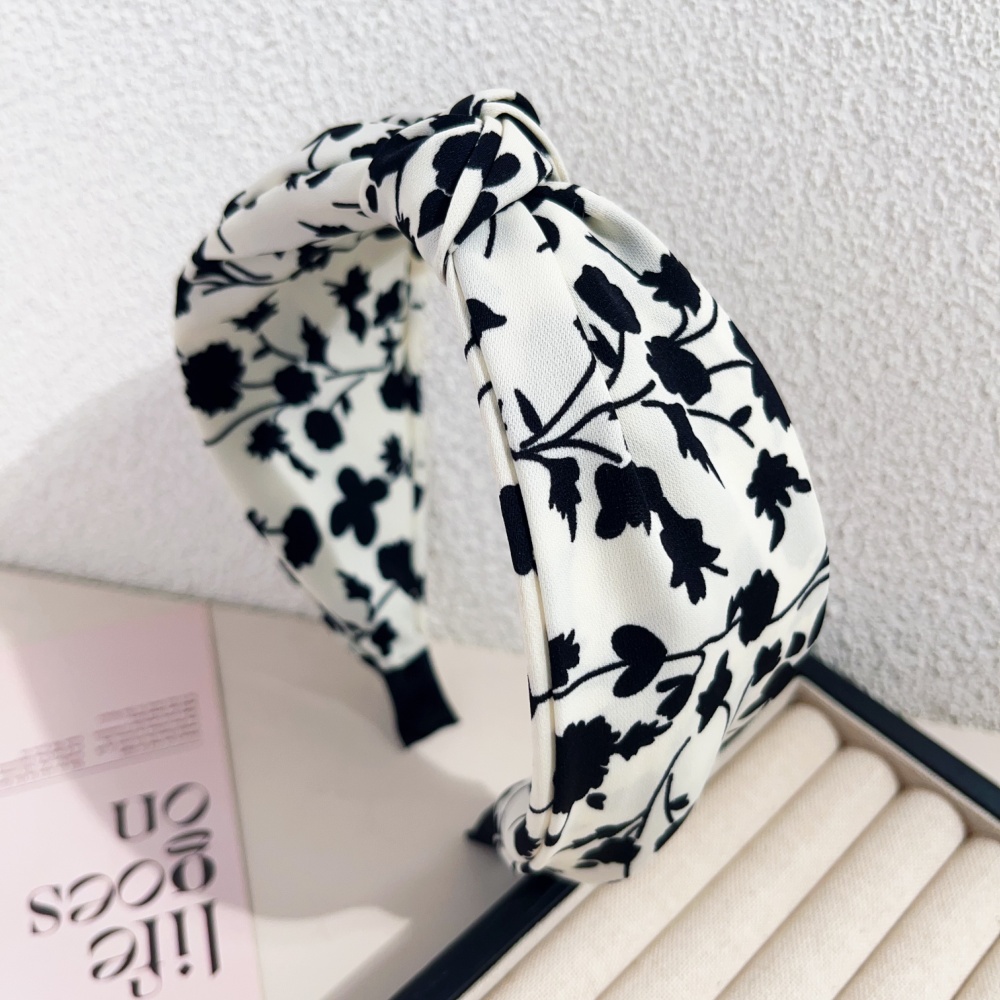 Diademas elegantes florales en blanco y negro para mujeres y niñas, aros para el cabello suaves con borde ancho, diadema cruzada con lazo grande, herramienta de Peinado,: verde
