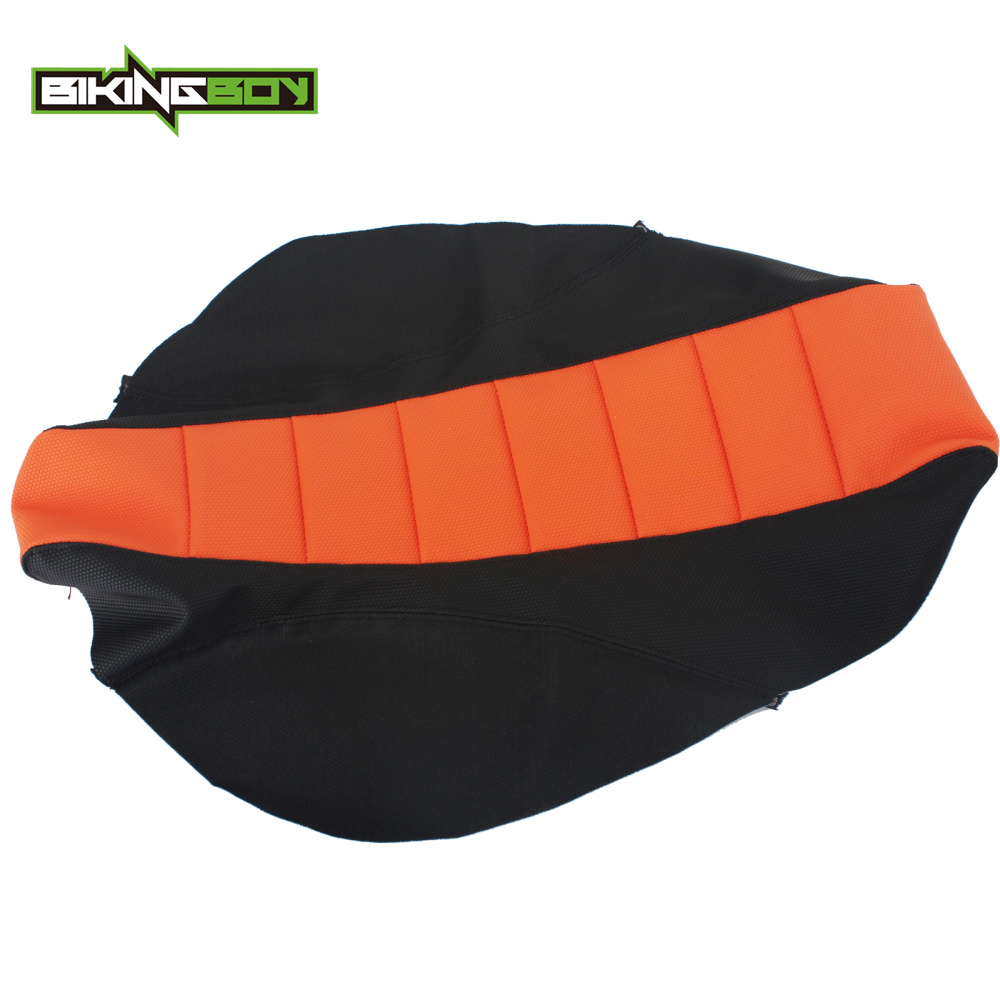 BIKINGBOY Orange Black Motorcycle MX Motocross Offroad Ribbed Gripper Soft Seat Cover for KTM SX 50 SX50 09 10 11 12 13 14