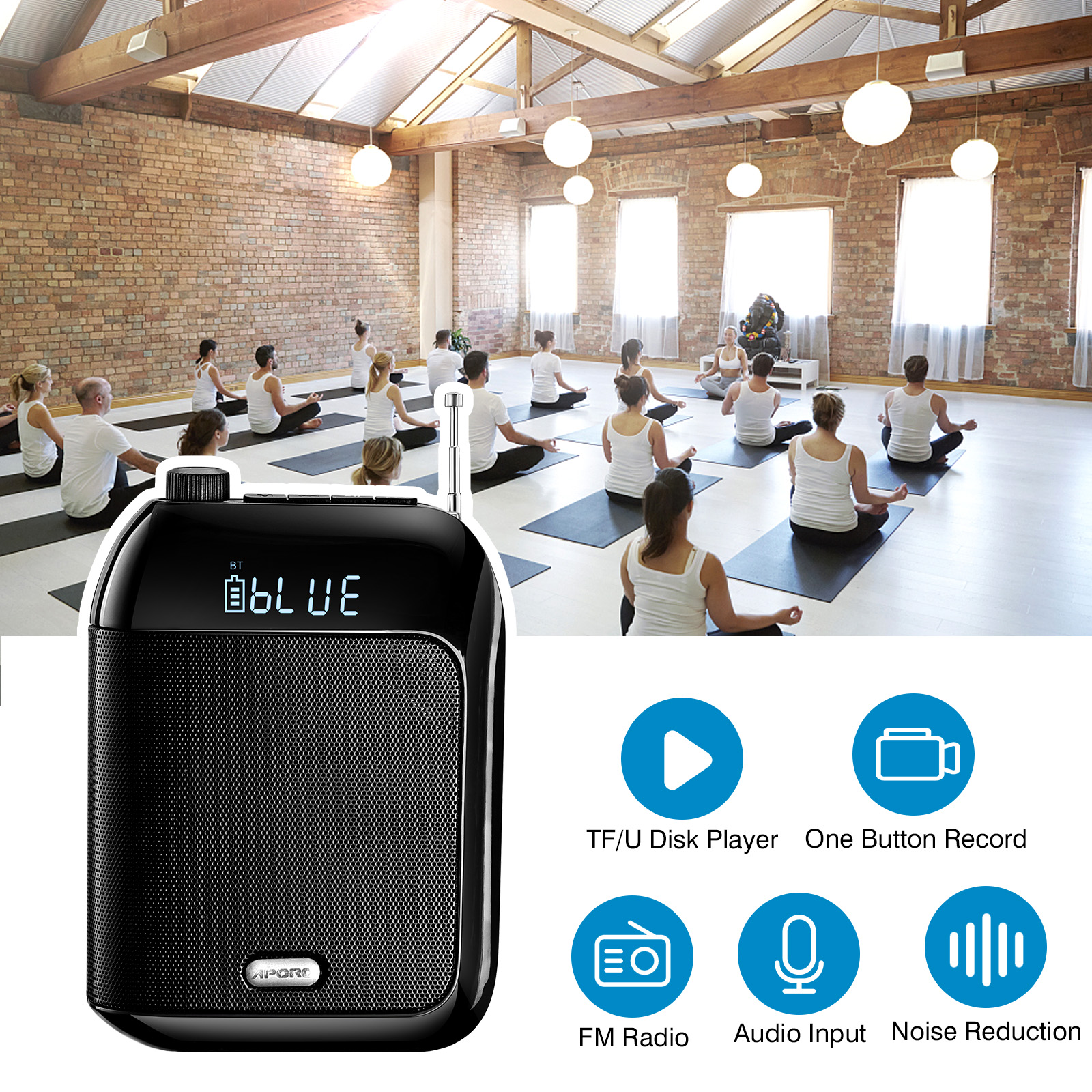 Portable Voice Amplifier with Wireless Headset Microphone For Teachers tour Guiding Speaker Teaching