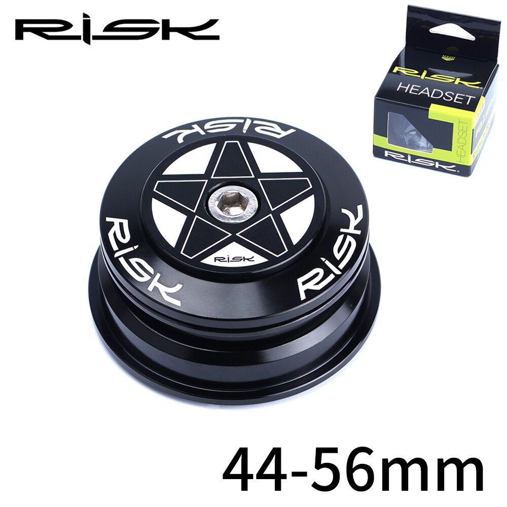 RISK Mountain Bike Headset 44-55/56mm Aluminum Alloy Double Bearing Bicycle Headset Conical Straight Tube Front Fork Universal