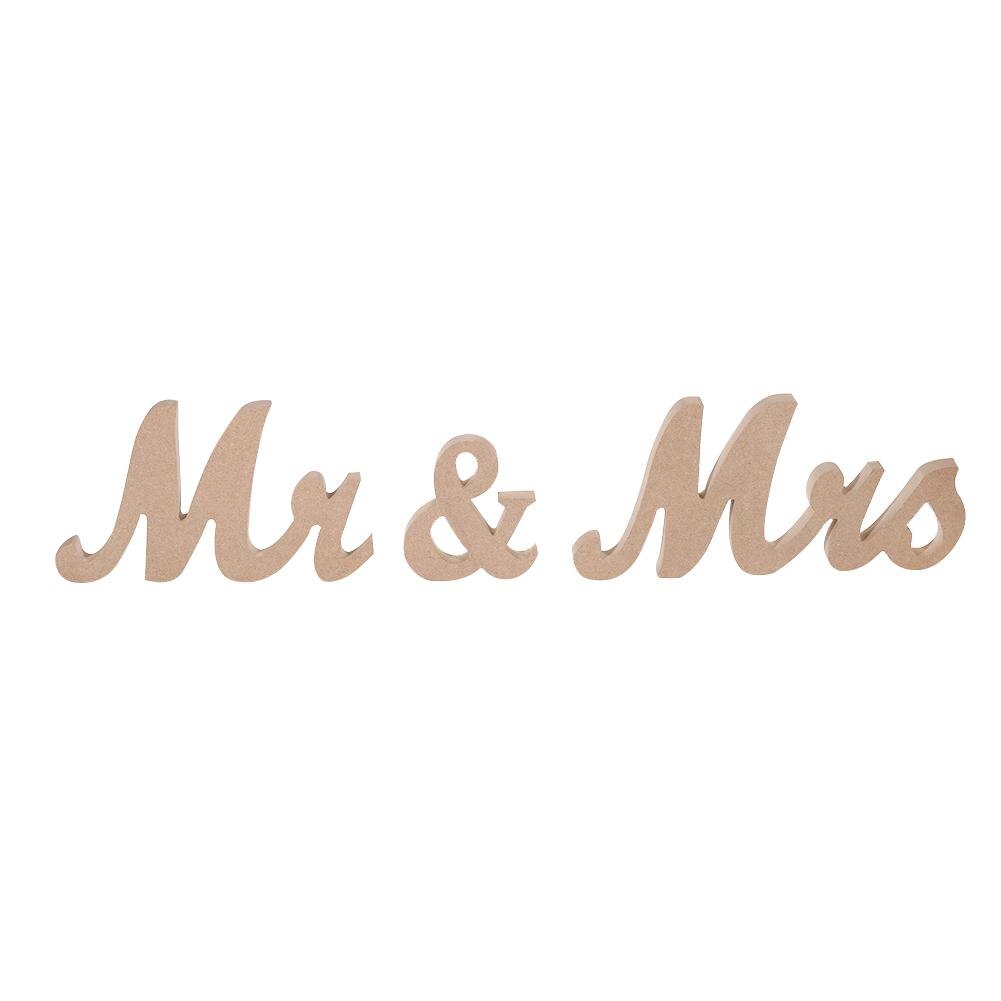 3 stk / sæt glitter vintage stil mr & fru træ bogstaver rustikke bryllupsskilte til bryllupsbord foto rekvisitter bryllup dekorationer