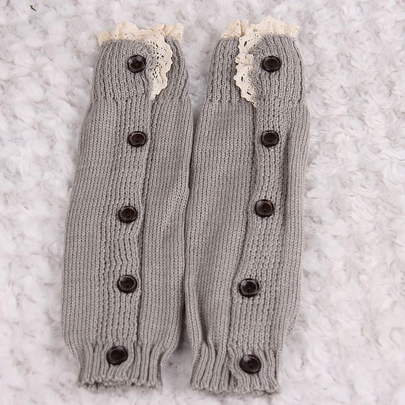 Children Boot Cuffs Winter Buttons Knit Leg Warmers Boot Topper Socks 2 Pairs Breathable Windproof Comfortable Socks Medias: Gray 