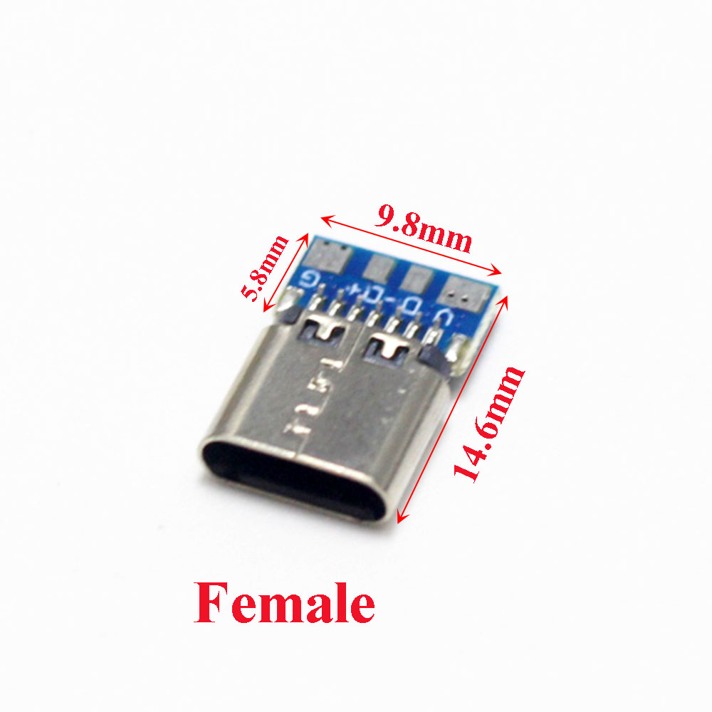 Connecteur USB 3.1 type-c 24 broches mâle/femelle, adaptateur de prise pour fil à souder et câble 24 broches, Support de carte PCB, 10 pièces: Gris foncé