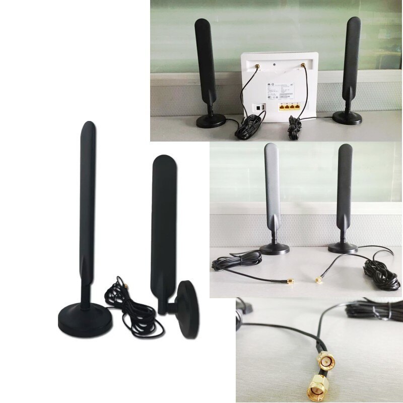 2 uds B315 B310 B593 B525 B880 B890 E5186 10dBi SMA macho de 4G LTE antena del Router con imán base (Router no incluido)