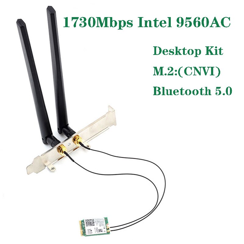 Wireless Wifi Adapter 1730Mbps For Intel Dual Band AC 9560 Desktop Kit Bluetooth 5.0 802.11ac M.2 CNVI 9560NGW With Antennas: 9560 Desktop Kit