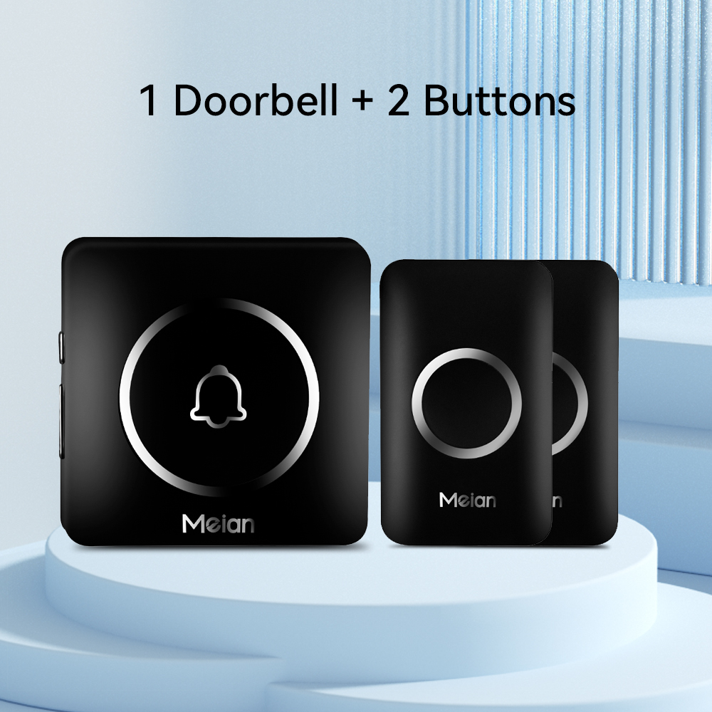 Meian-sonnette sans fil extérieure, sonnette de bienvenue pour maison intelligente, sonnette de porte étanche IP65, Kit de carillon, sonnerie 60, alarme Flash LED: Or / prise ue