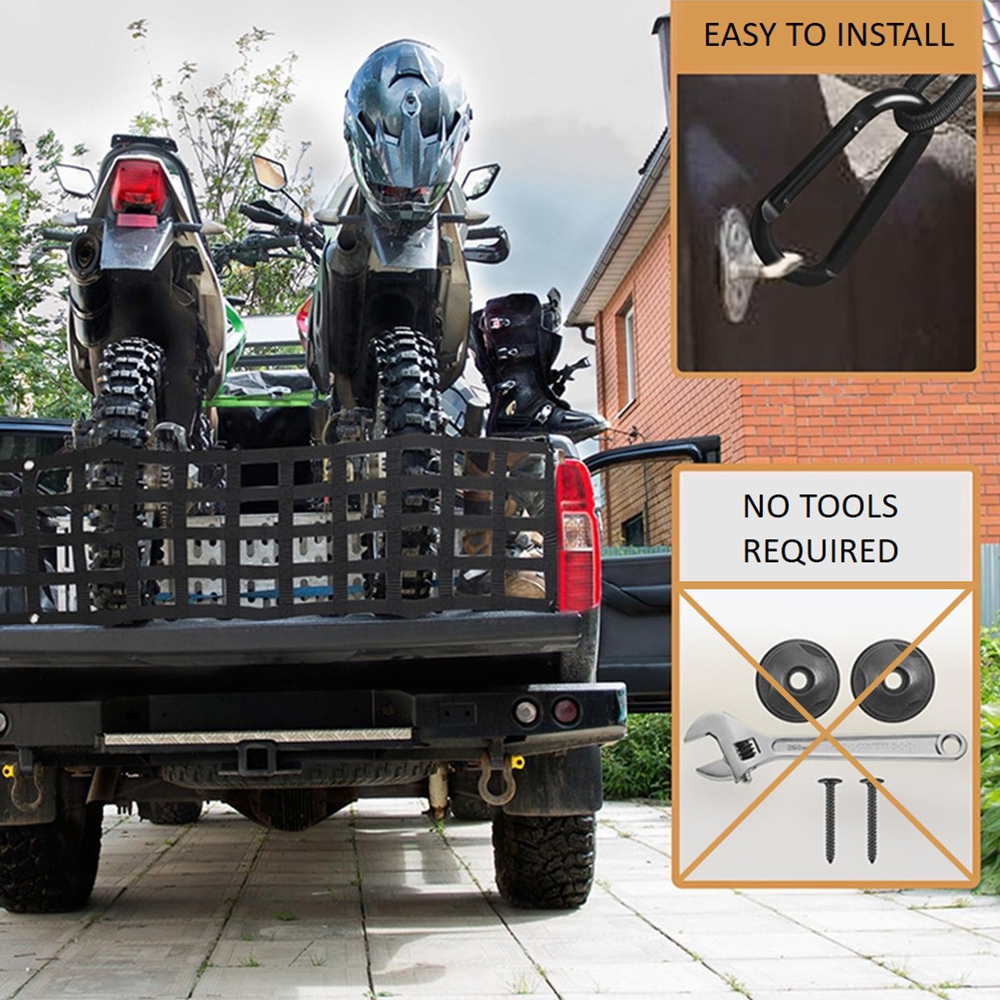 Car Trunk Organizer Net UV Protection Pickup Truck Bed Cargo Mesh Tailgate Net Cargo Storage Netting Divider Car Accessories